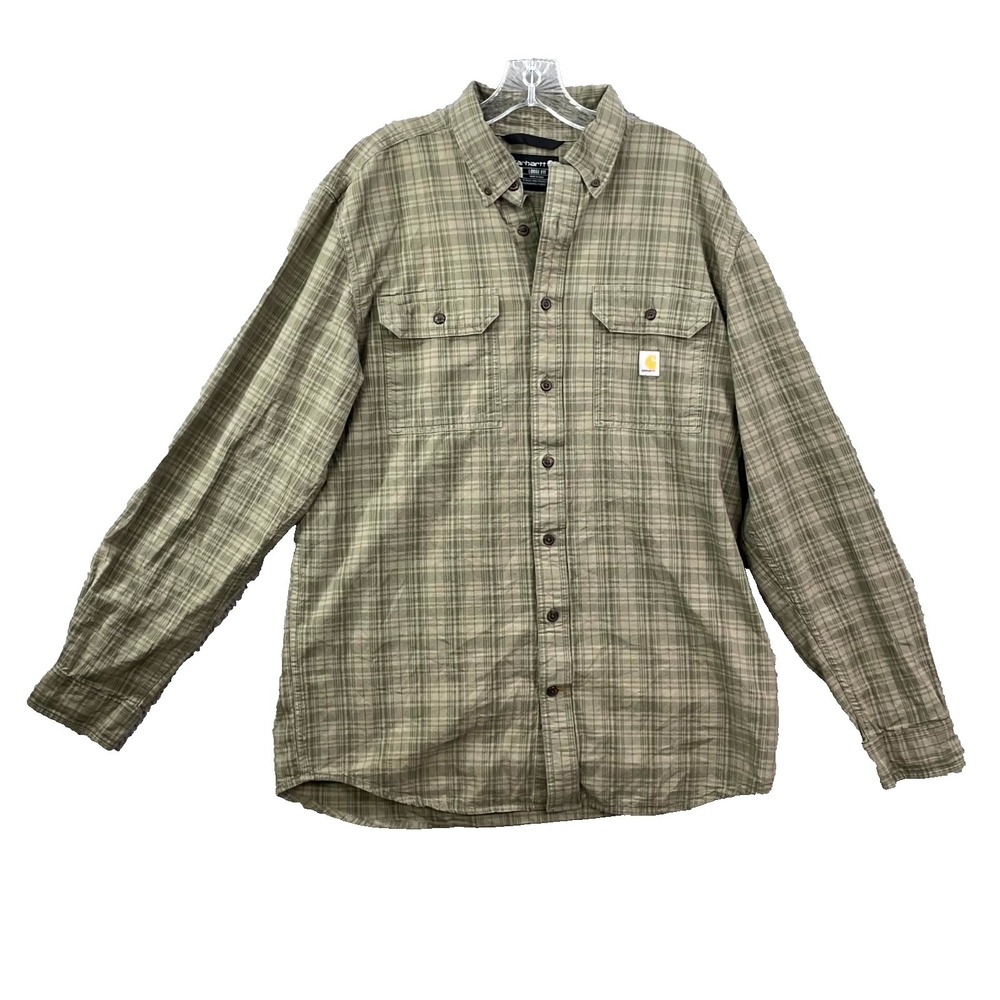 Carhartt Shirt Mens Large Tall Plaid Loose Fit Hiking Outdoor Workwear Gorpcore